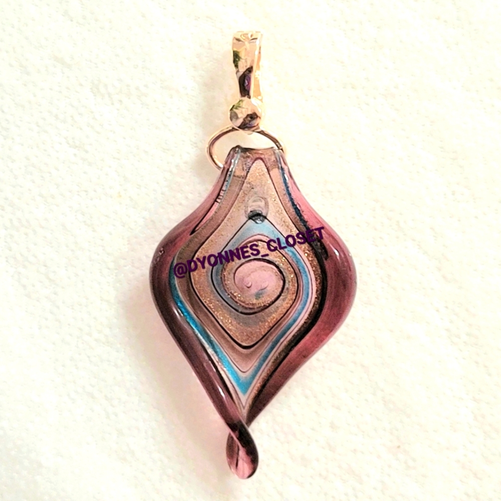 Wearable Art Lampwork Glass Enhancer Pendant with Magnetic Clasp - Picture 2 of 7